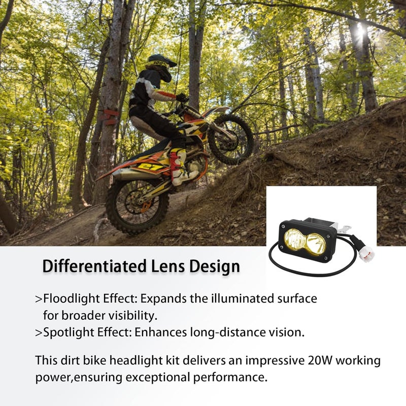 MLWRID Headlight Kit with Mount Bracket Compatible for SurRon Segway X260, Yellow Floodlight dirt bike headlight kit, Sur-ron Accessories (Yellow Light) - Image 2